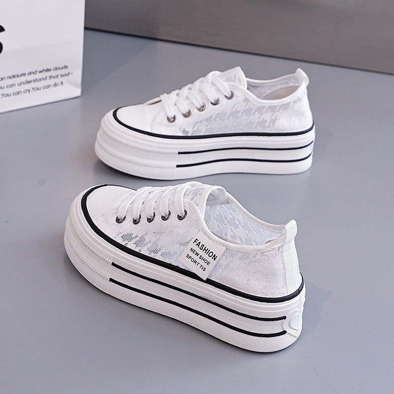 Damen Sneakers mit hohem Plateau und atmungsaktiver Oberseite EB
