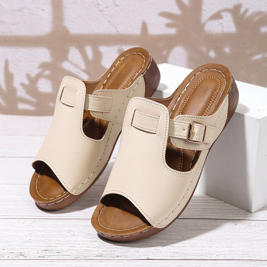 Damen Offene Mules mit verstellbarem Riemen und anatomischem Fußbett EB