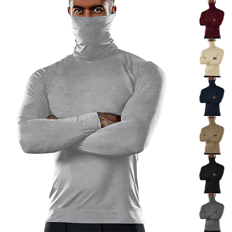 Herren funktionales Langarmshirt mit hohem Kragen und feuchtigkeitsregulierendem Material EB