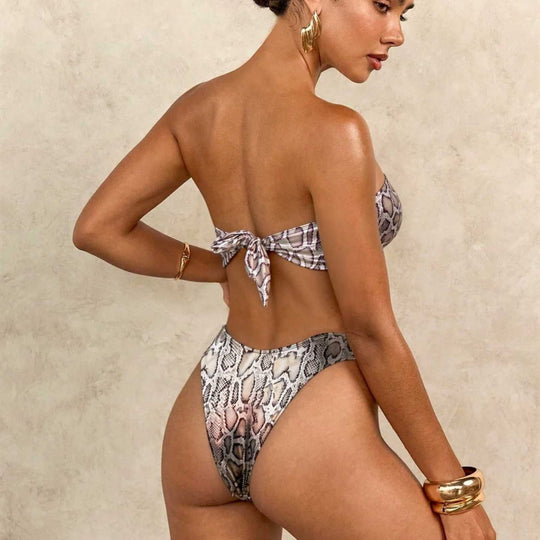 Damen Bandeau-Bikini mit schimmernden Ring-Details EB