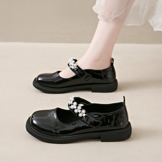 Damen elegante Mary Jane Schuhe mit funkelnder Perlenverzierung EB