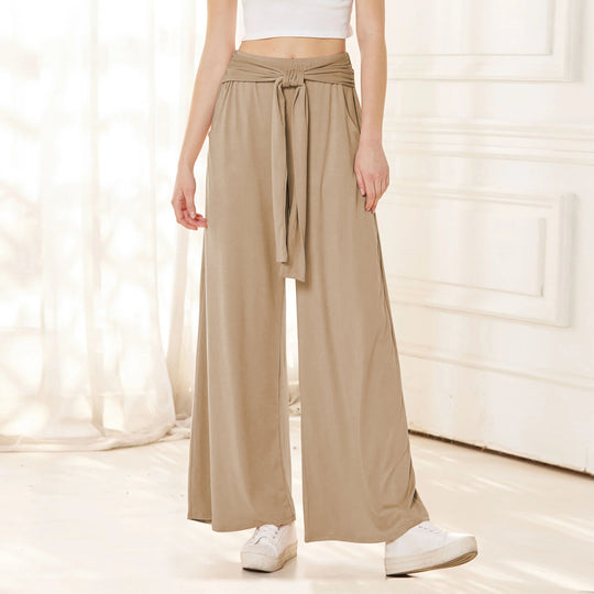 Damen Weit geschnittene Sommerhose mit hochwertigem Bund und eleganter Schleifendetail EB