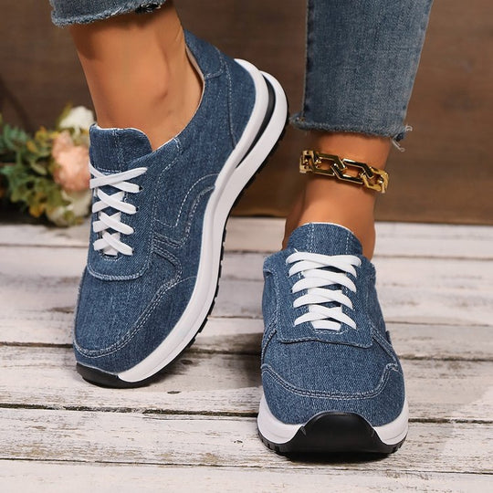 Damen  sportlich-elegante Textile Sneaker mit dämpfender EVA-Sohle und gepolsterter Innensohle EB