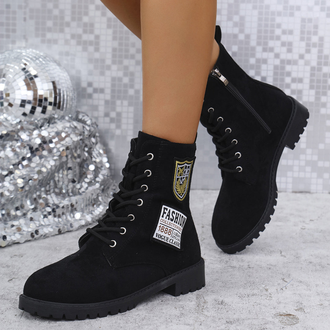 Damen Schnürstiefeletten mit modischem Patch-Design EB