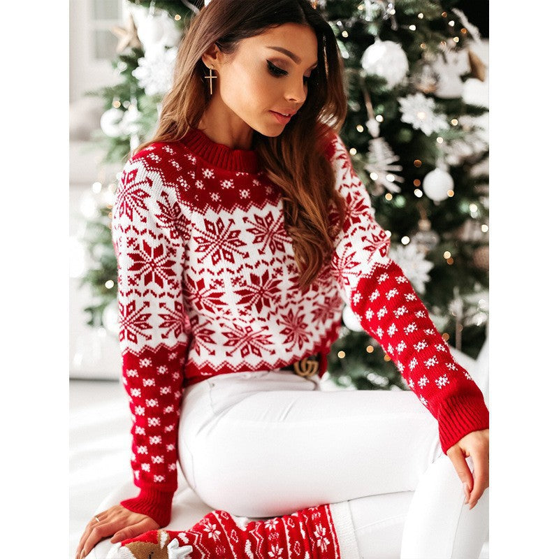 Damen Winterpullover mit folkloristischem Muster EB