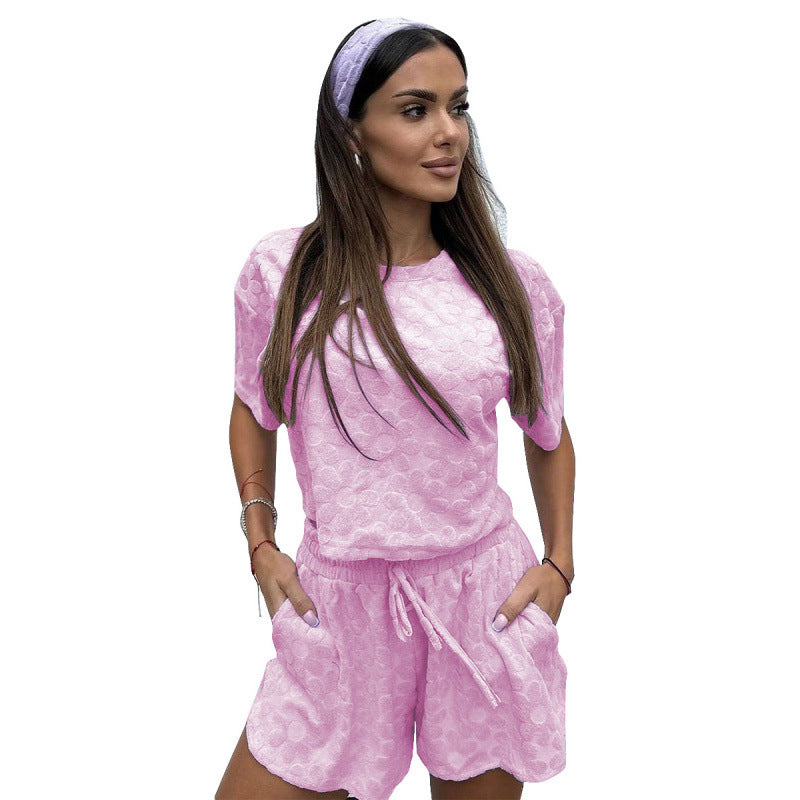 Damen Sportliches Zweiteiliges Set mit luftigen Shorts und T-Shirt EB