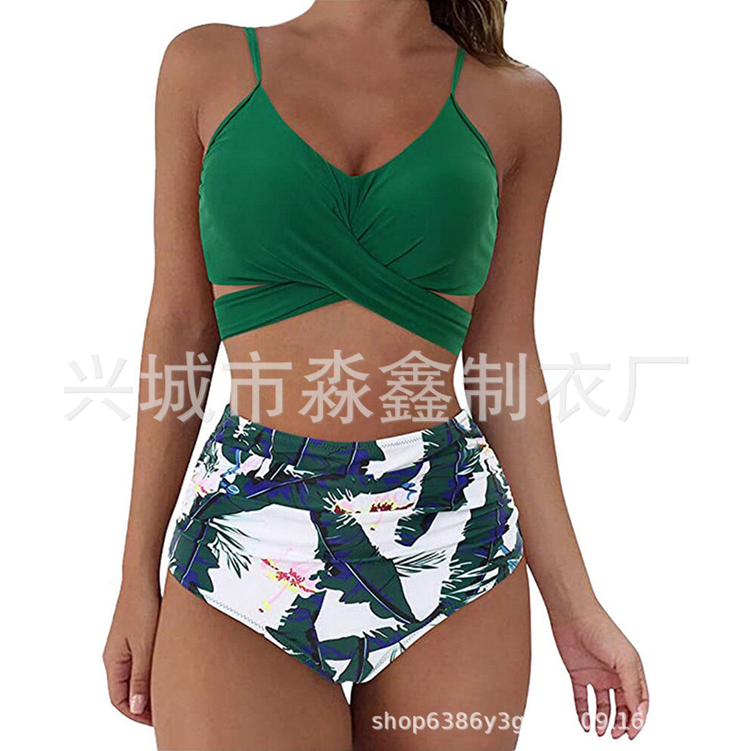 Damen Crop-Top Bikini-Set mit geflochtenem Design EB