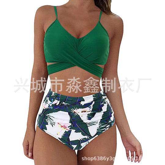 Damen Crop-Top Bikini-Set mit geflochtenem Design EB