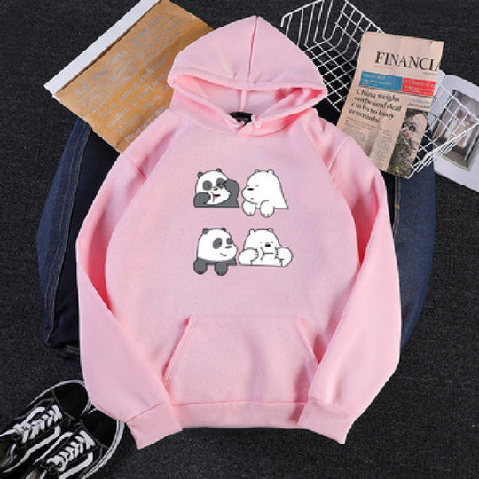 Unisex nan Kapuzenpullover mit niedlichem Comic-Tierprint, Kängurutasche und weichem Fleece-Innenfutter EB