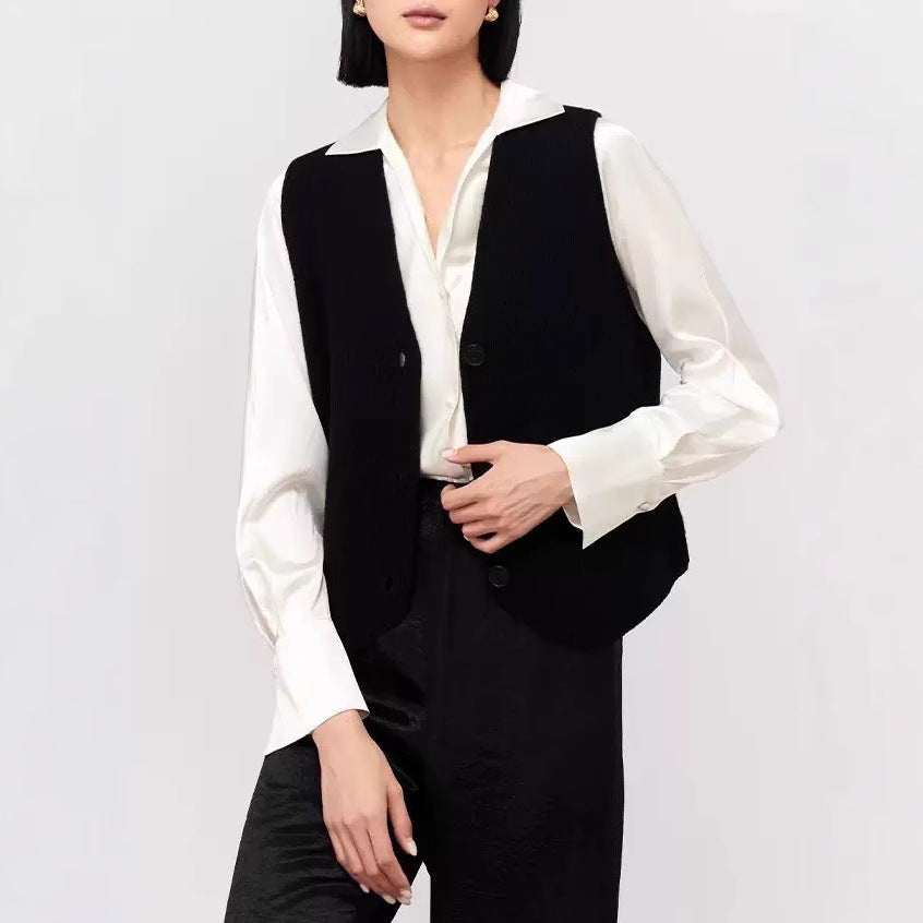 Damen Strickweste mit feiner Rippenstruktur und nachhaltiger Baumwolle EB