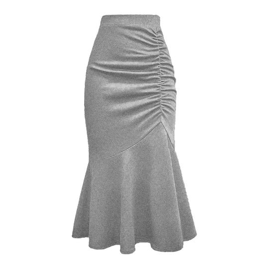 Damen eleganter Midirock mit asymmetrischem Schnitt und Raffung EB