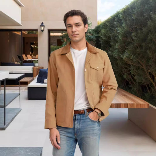 Herren Suedejacke mit modischem Design und praktischen Taschen EB