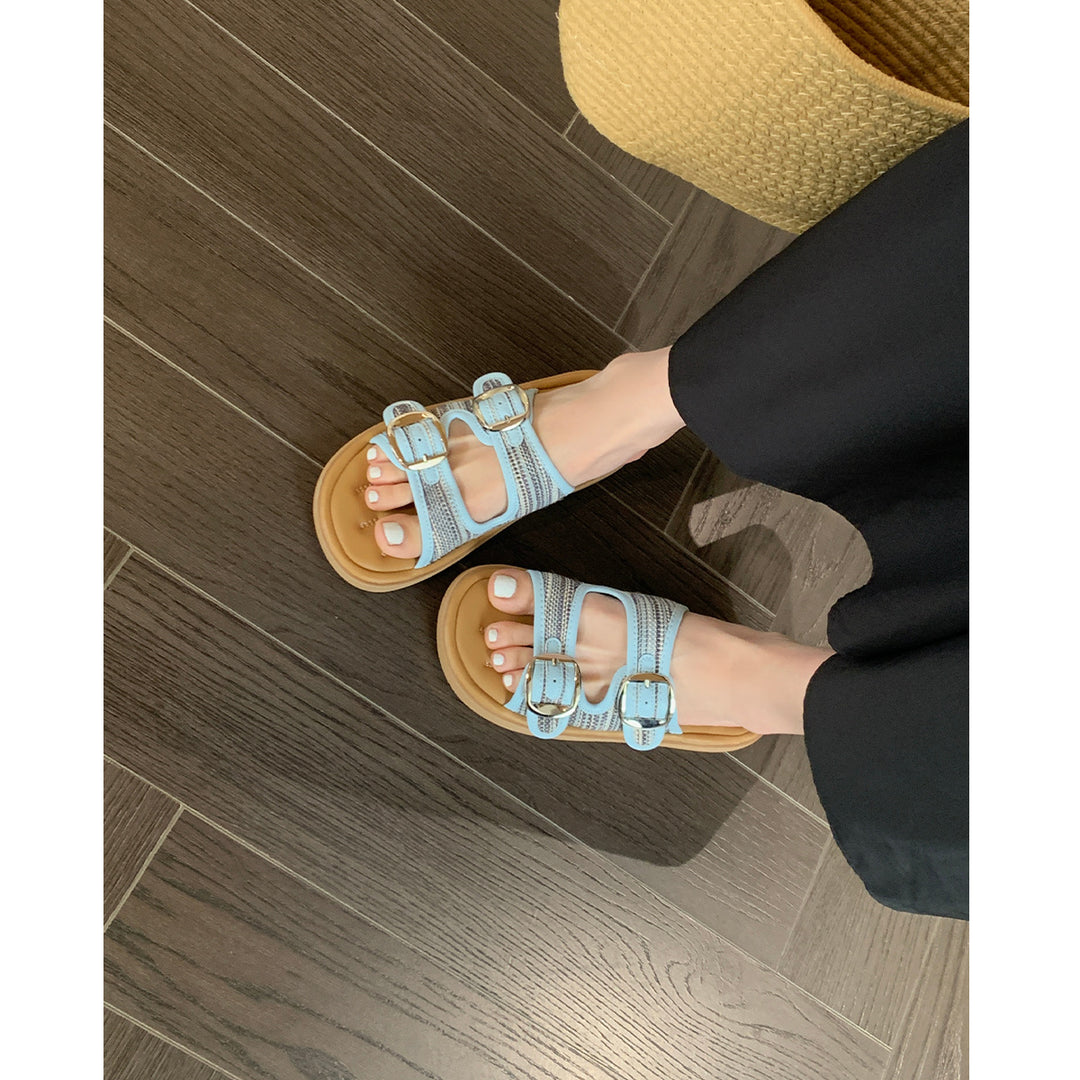 Damen Clogs mit elegantem Doppelschnallen-Design und komfortablem Fußbett EB