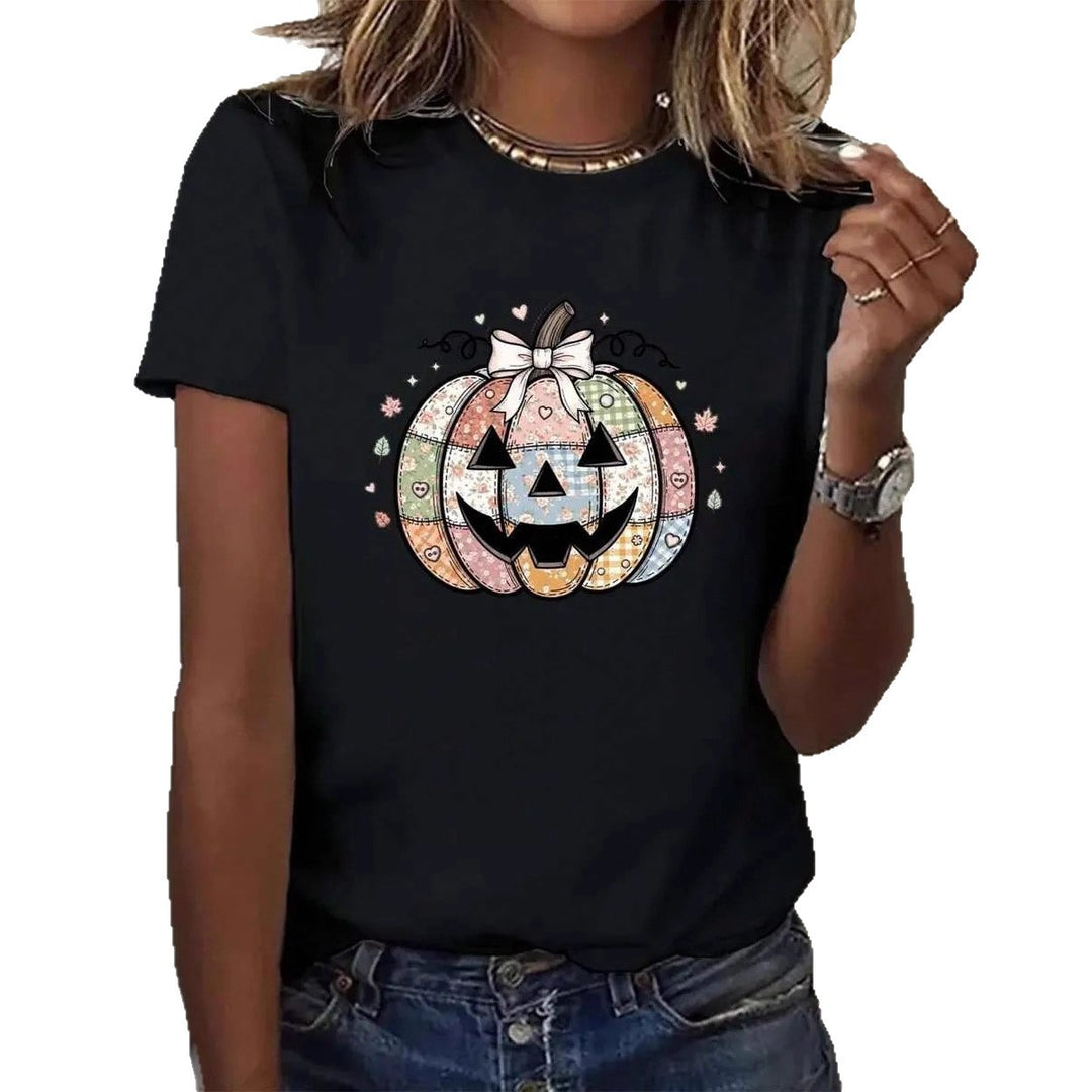 Damen T-Shirt mit stylischem Kürbis-Motiv und aufregendem Animal-Print EB
