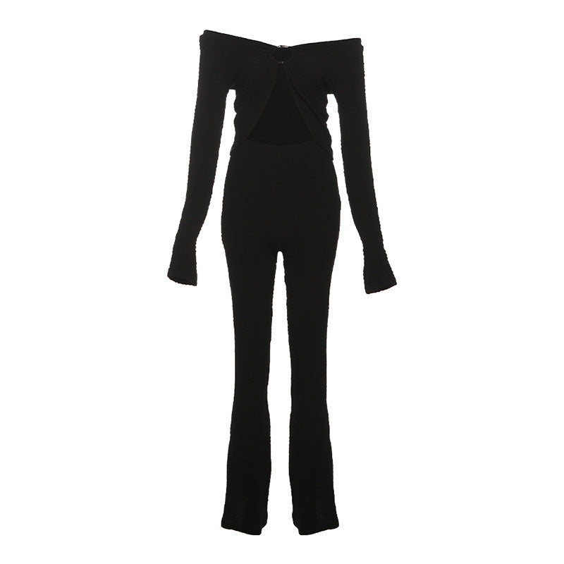 Damen Zweiteiler mit frischem Cut-Out Design und langärmeliger Bluse EB