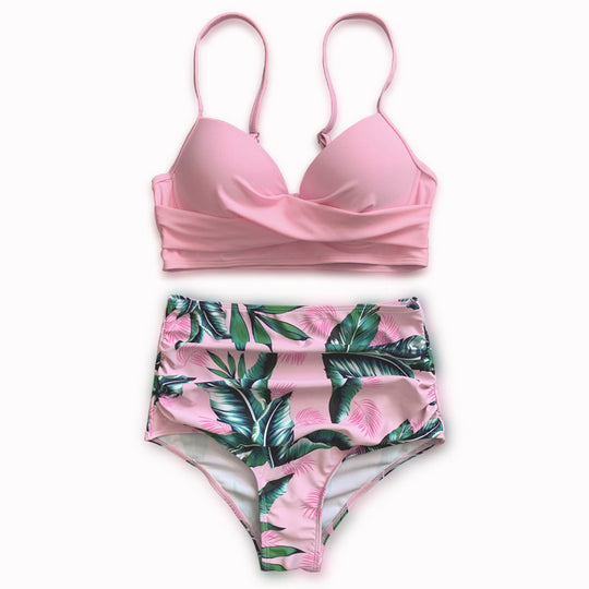 Damen Hoch taillierter Bikini mit kreativem Wickeldesign EB