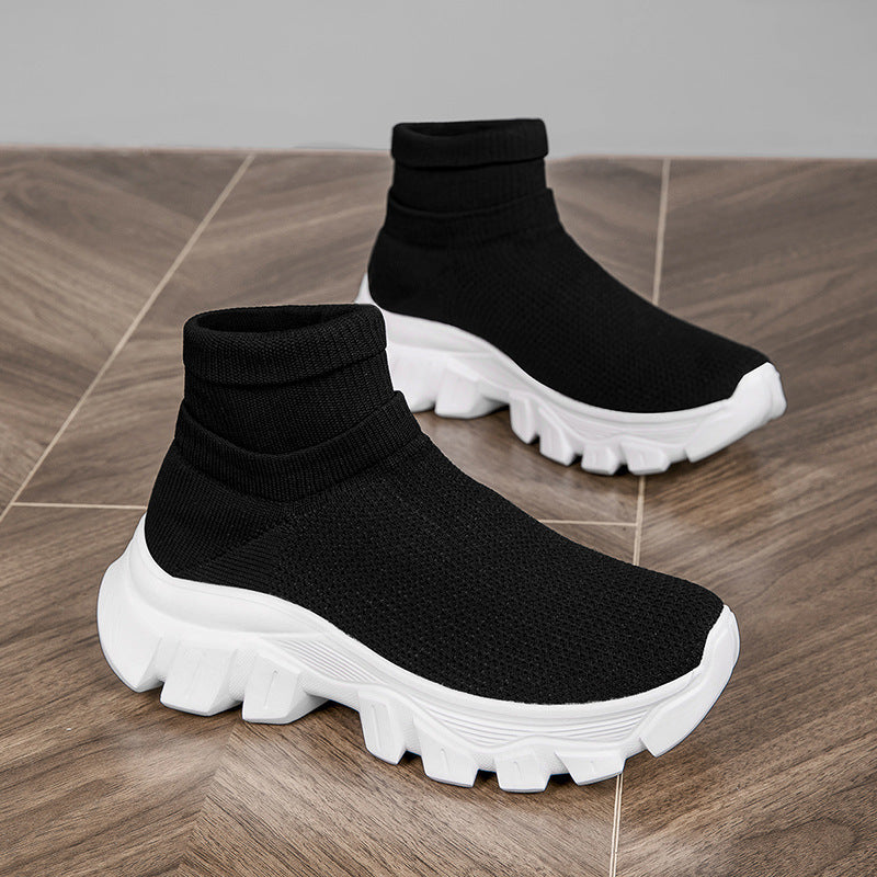 Damen Stricksneaker mit hohem Schaft und rutschfester Sohle EB