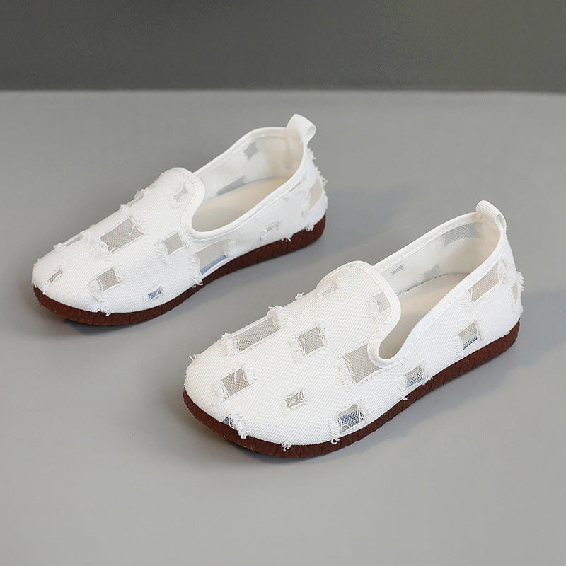 Damen luftige Slip-On Schuhe mit modischem Lochdesign EB
