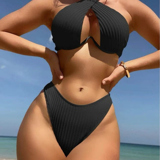 Damen Design-Bikini mit gekreuztem Oberteil EB