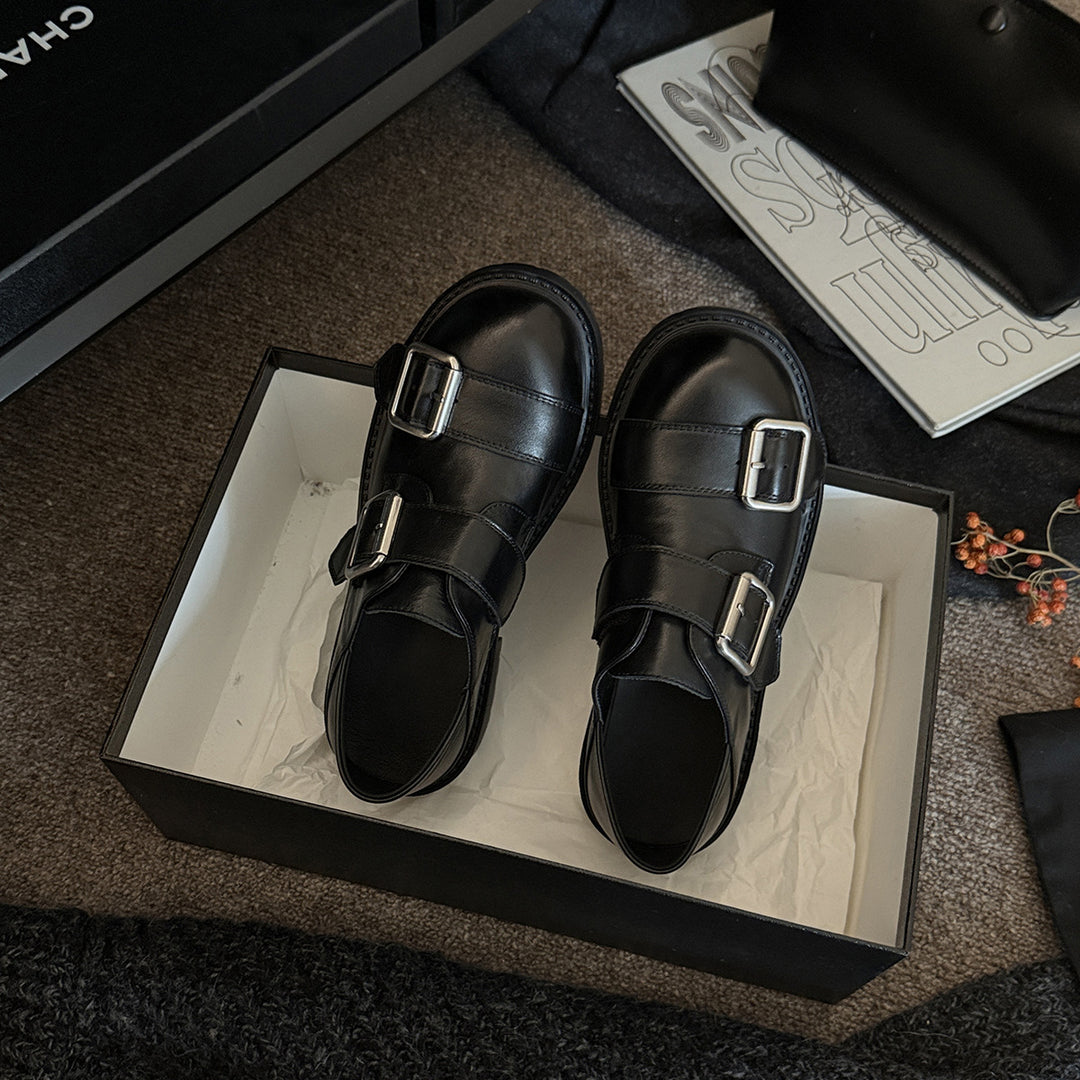 Damen Komfortable Schnürschuhe mit modischem Doppelschnallenverschluss EB
