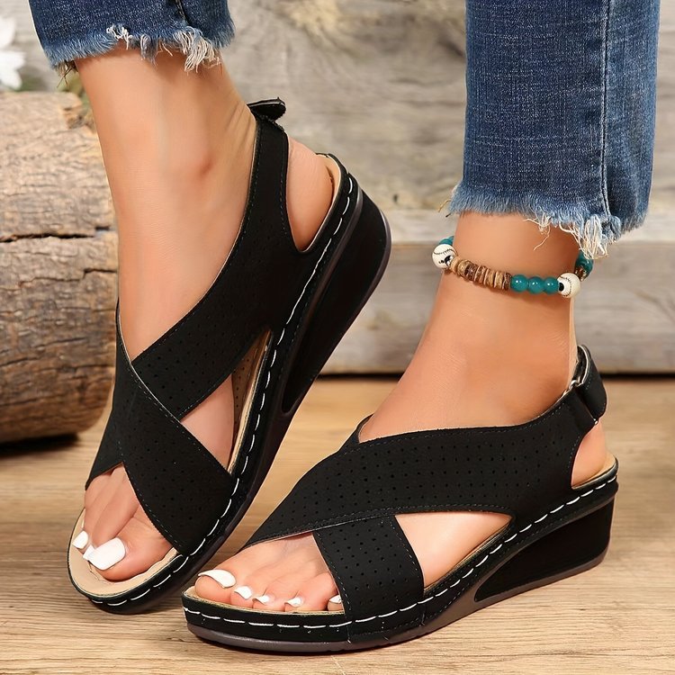 Damen Elegante Komfort Sandalen mit kreuzenden Riemen EB