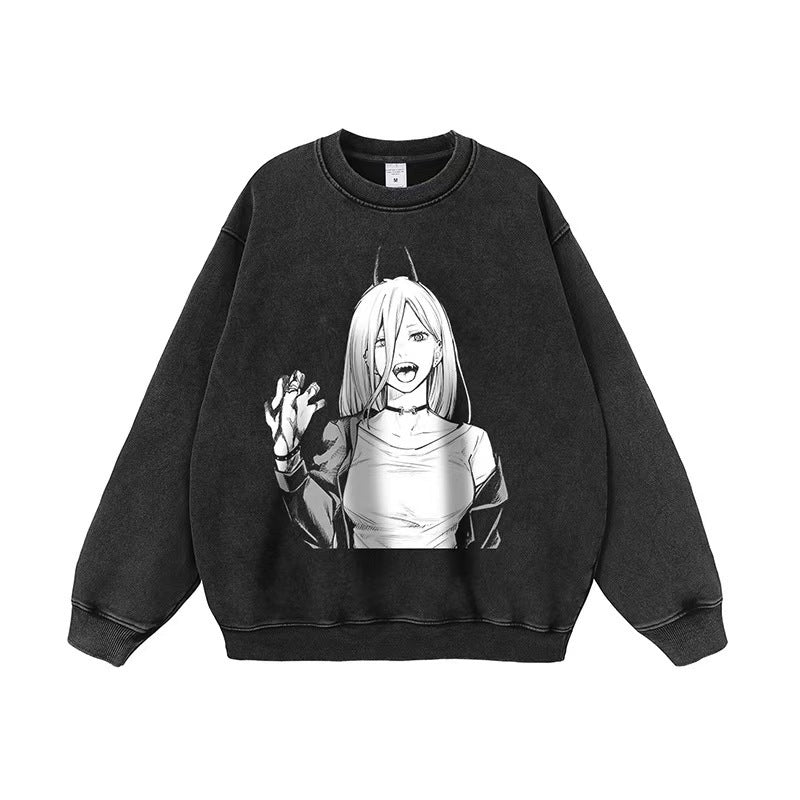 Damen Sweatshirt mit kreativem Anime-Motiv und lässigem Schnitt EB