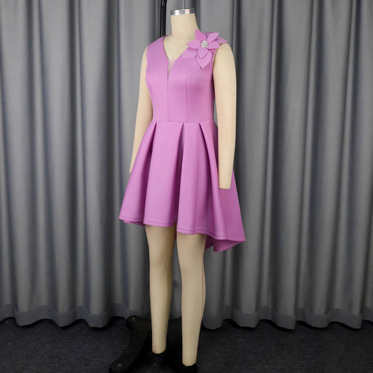 Damen festliches A-Linien Kleid mit floralem Akzent EB