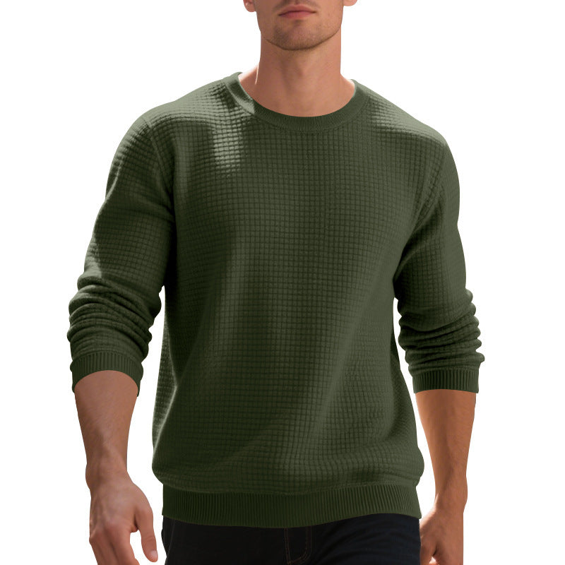 Herren warmer Pullover mit strukturiertem Gewebe und Rundhalsausschnitt EB