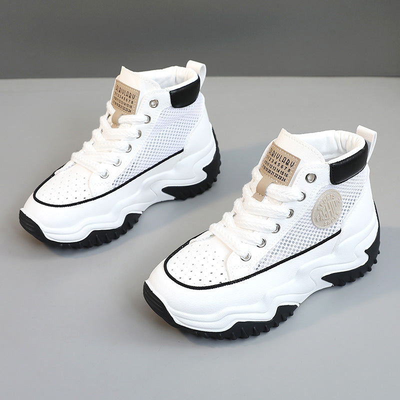 Damen hochgeschnittene Sneakers mit atmungsaktiver Netzstruktur und stoßdämpfendem Sohlenprofil EB