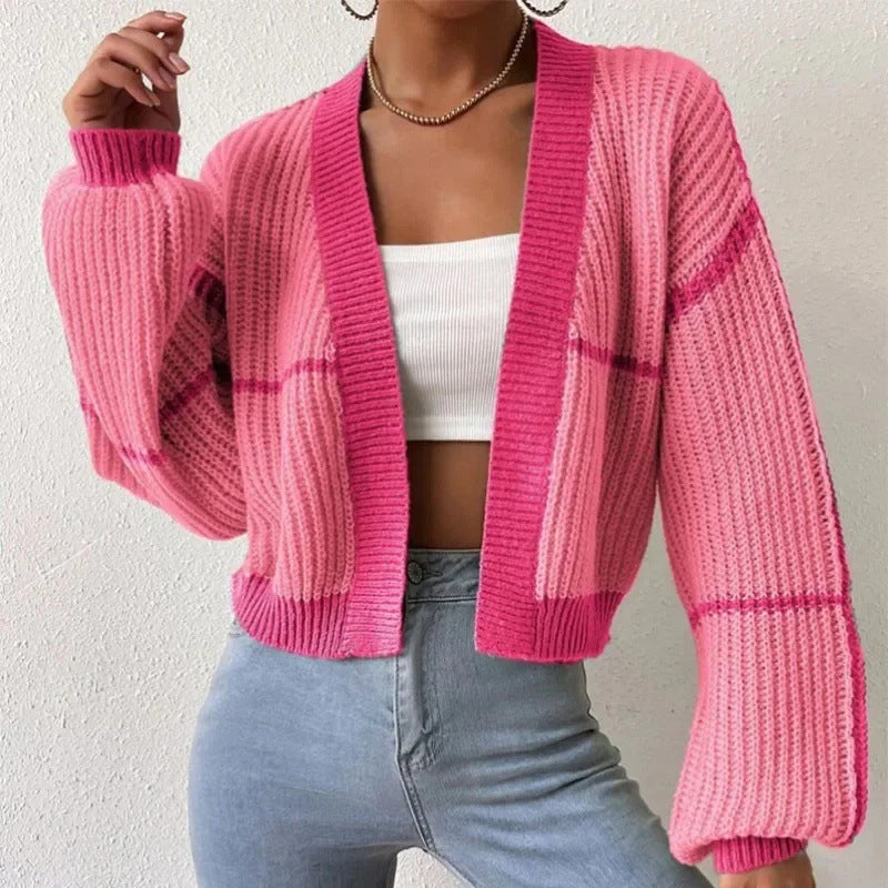 Damen Strickjacke mit lässigem Schnitt und voluminösen Ärmeln EB