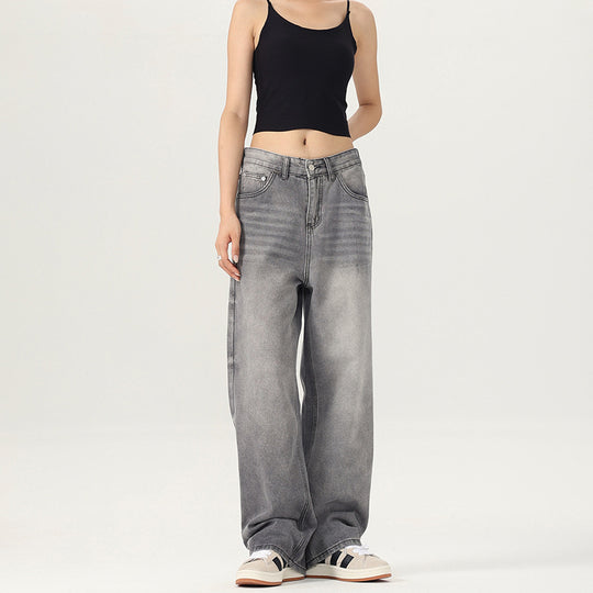 Damen Weite Jeanshose im lässigen Vintage-Stil mit hohem Bund EB