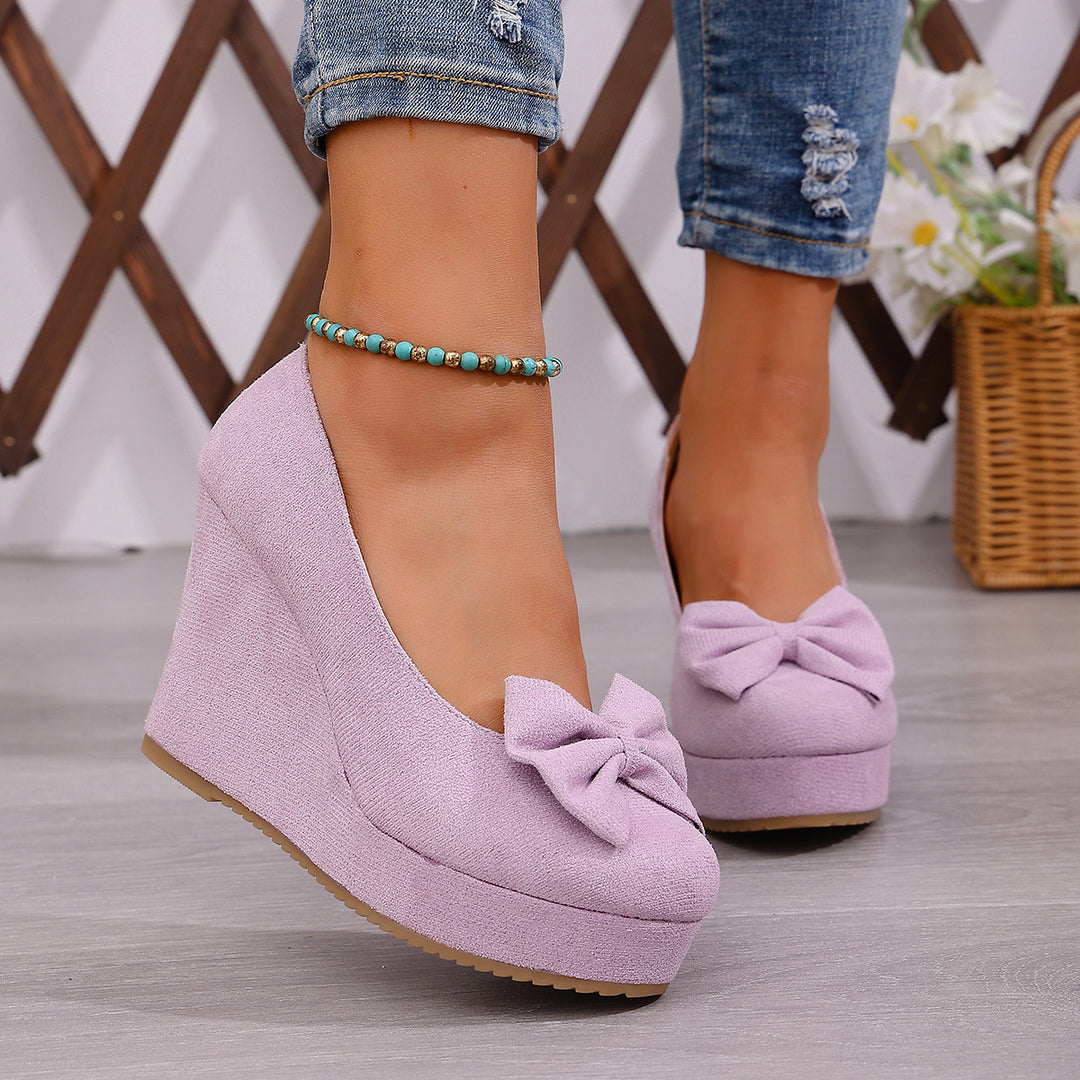Damen Wedge-Pumps mit dekorativer Schleifen-Applikation und komfortablem Fußbett EB