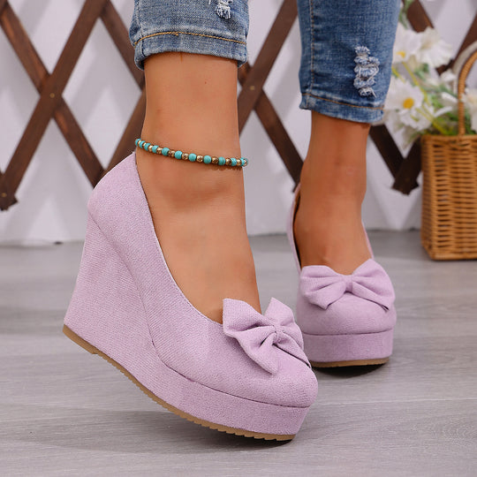 Damen Wedge-Pumps mit dekorativer Schleifen-Applikation und komfortablem Fußbett EB