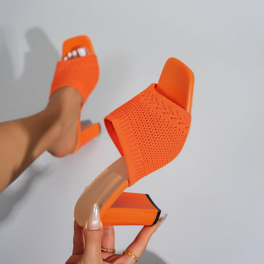 Damen Mules mit atmungsaktivem Netzdesign und bequemer Blockabsatzsohle EB