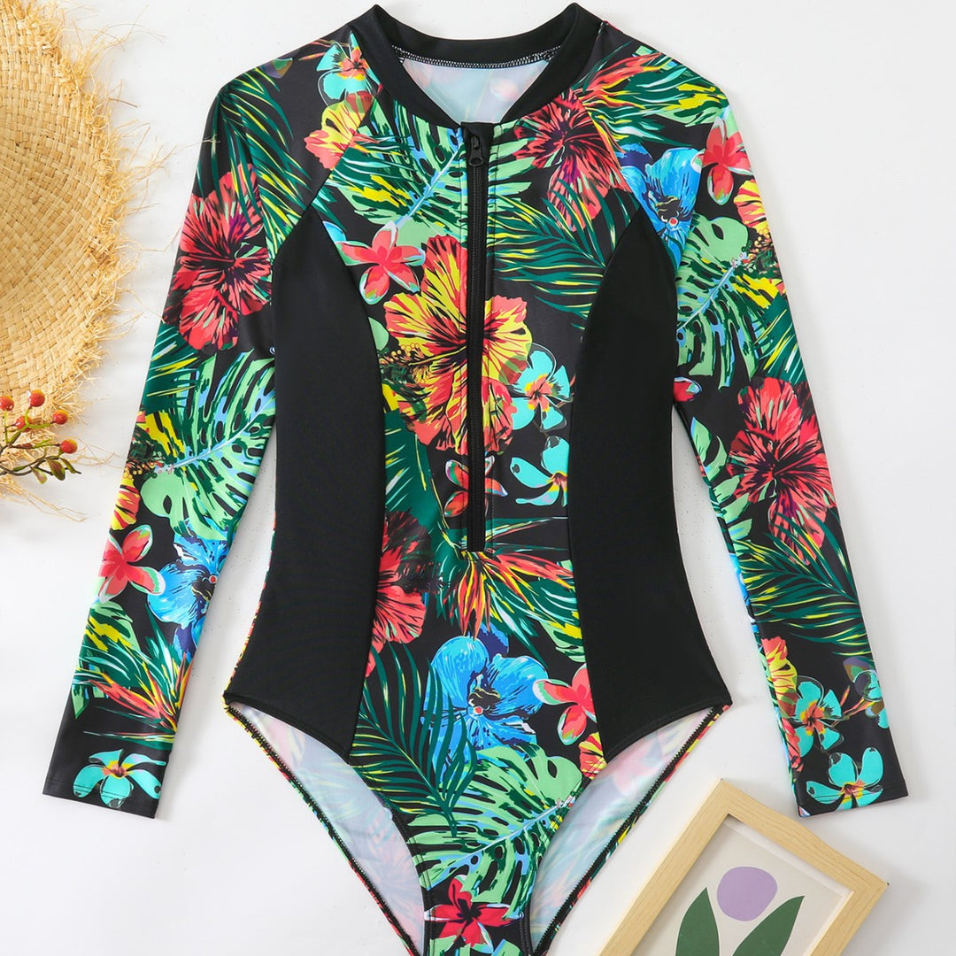 Damen Einteiler Badeanzug mit floralem Muster EB