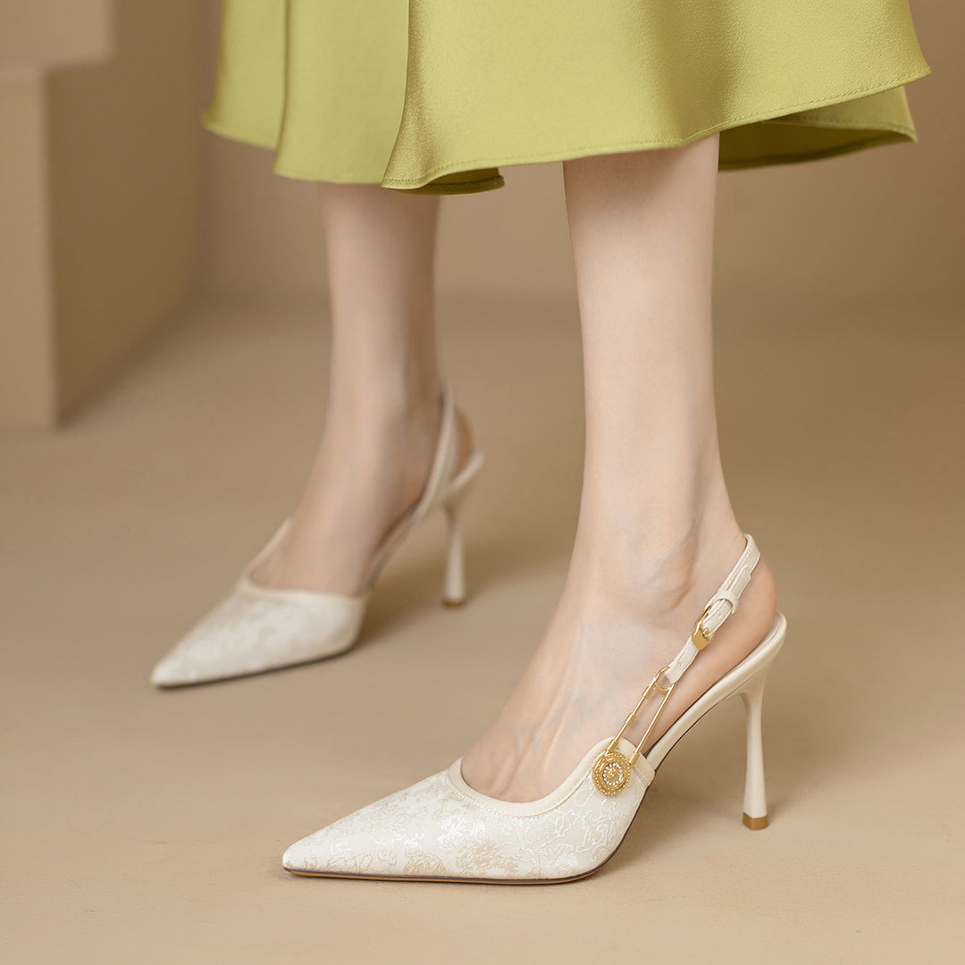 Damen Elegante Slingback-Pumps mit raffiniertem Schmuckdetail EB