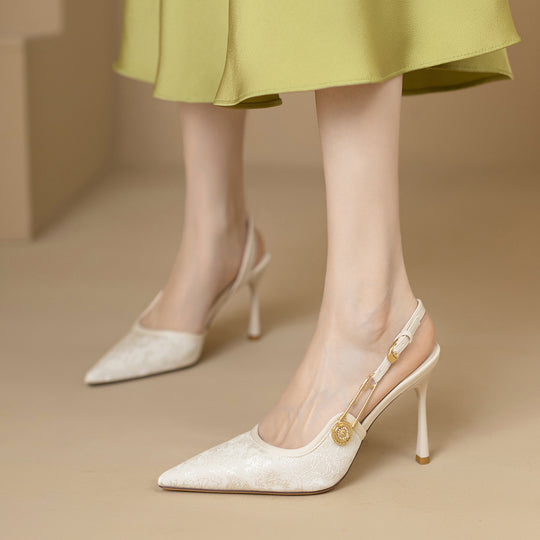 Damen Elegante Slingback-Pumps mit raffiniertem Schmuckdetail EB