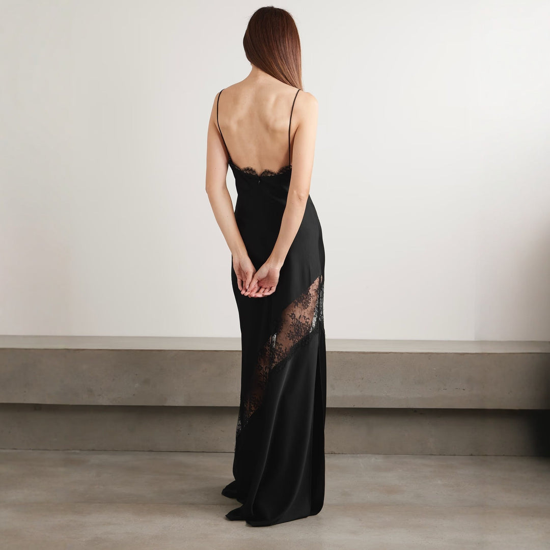 Damen Elegantes Abendkleid mit raffiniertem Spitzenbesatz EB