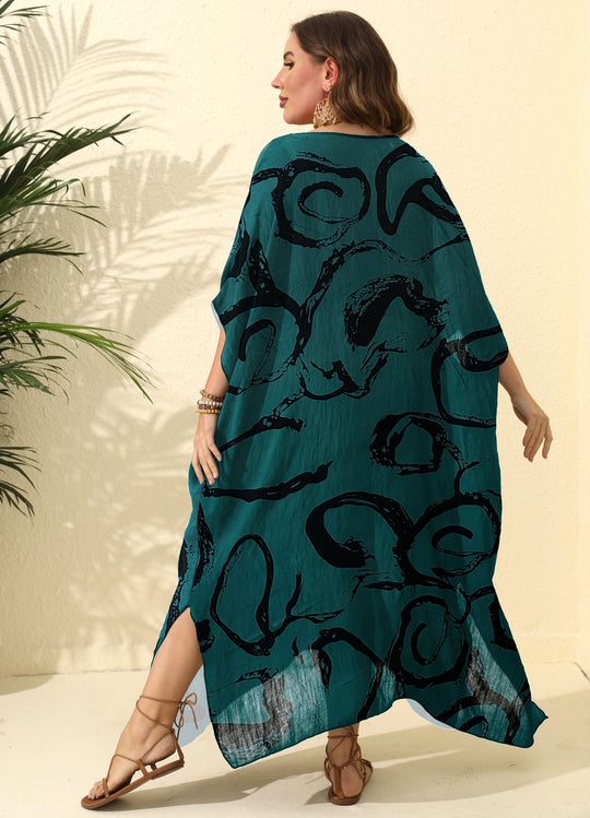 Damen luftiger Kaftan mit stylishem Muster EB