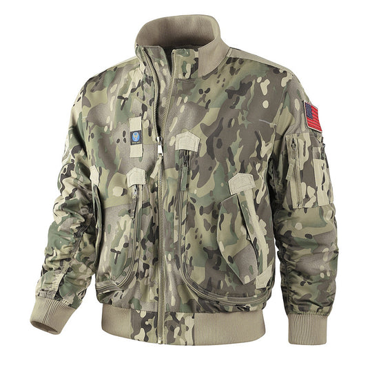 Herren nan klassische Bomberjacke im Pilotendesign mit Multifunktionstaschen und robustem Reißverschluss EB