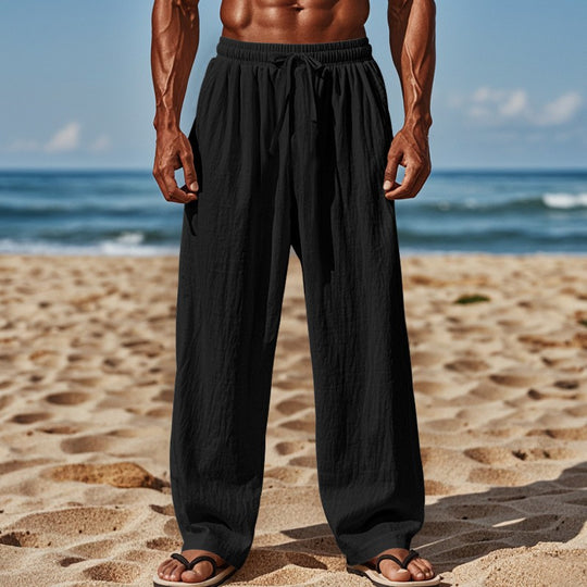 Herren lockere Strandhose mit elastischem Bund und seitlichen Eingrifftaschen EB