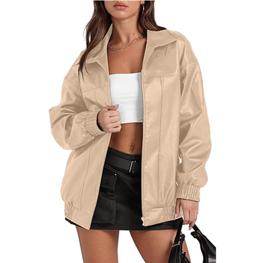 Damen lässige Oversized-Jacke mit elastischen Bündchen und modernem Schnitt EB