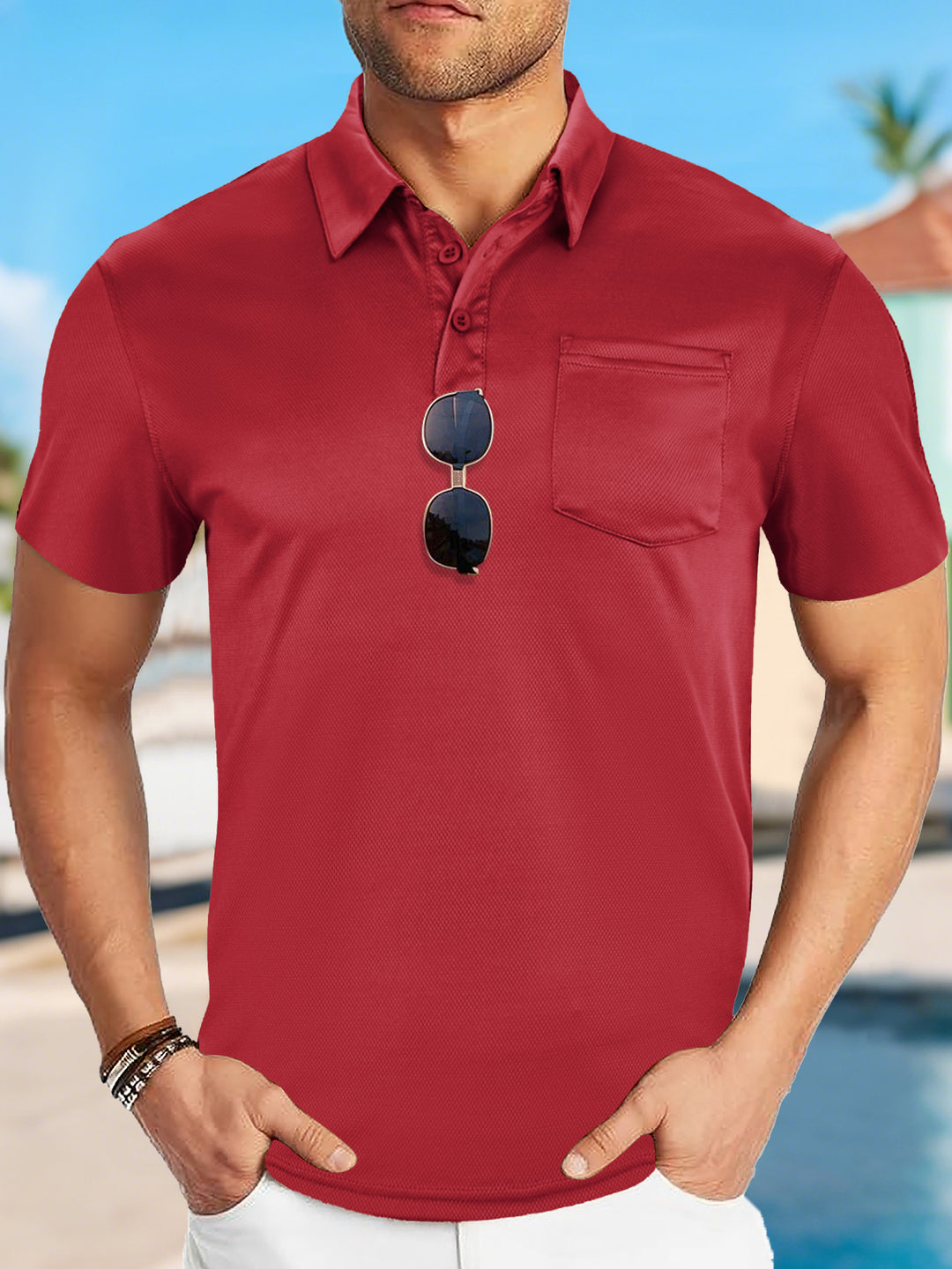 Herren nan funktionales Polohemd mit Brusttasche und atmungsaktiver Meshstruktur EB