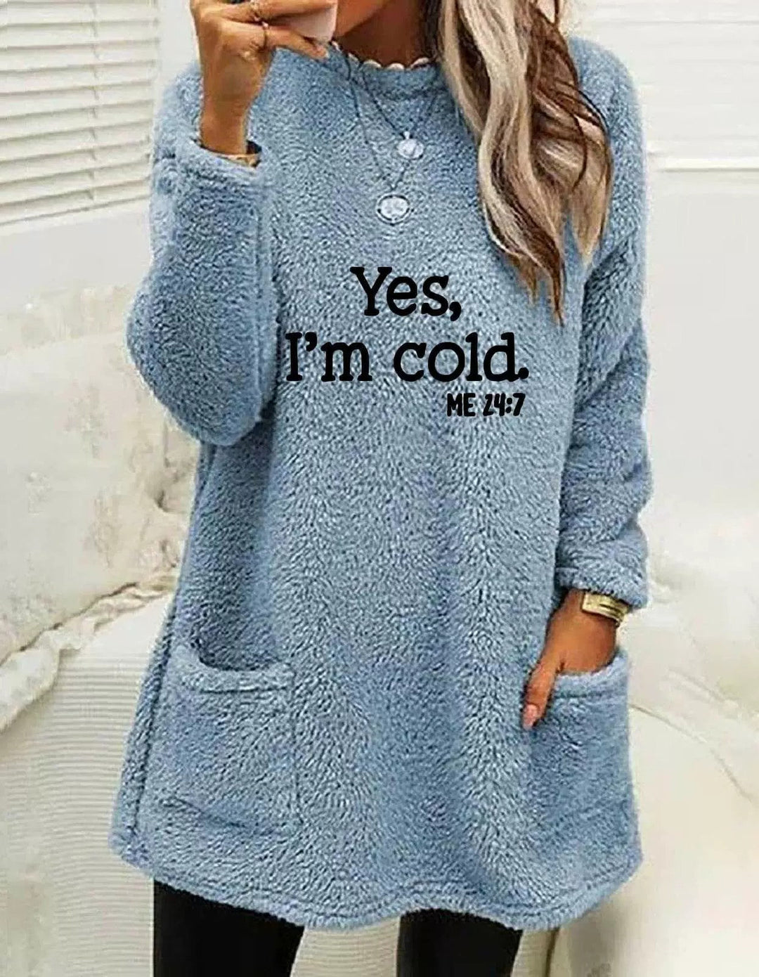 EB | Übergröße Sweatshirt Doppelseitiges Fleece Buchstabenprint Seitentaschen Langarm