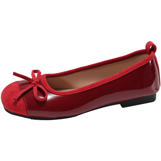 Damen Ballerinas mit eleganter Schleife und hochwertiger Glanzoberfläche EB