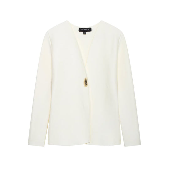 Damen elegante Blazerjacke mit asymmetrischem Schnitt und auffälligem Knopf EB