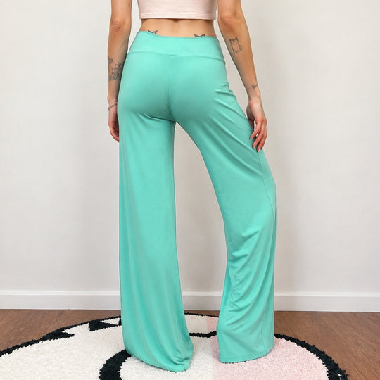 Damen nan weite Palazzo-Hose mit V-förmiger Bundnaht und elastischem Stretch-Jersey EB