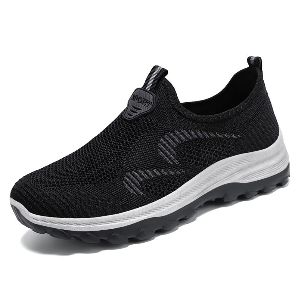 Herren nan elastischer Strick-Slip-On Trekking-Sneaker mit griffiger Profilsohle und ergonomischer Dämpfungssohle EB