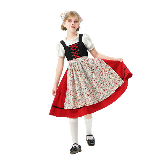 Damen nan traditionelles Kinderdirndl mit Schürze und Kopftuch EB