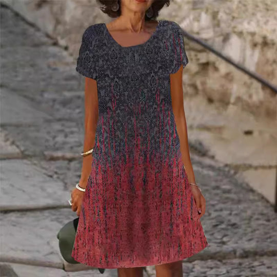 Damen lässiges Sommerkleid mit modernen Mustern und femininem Schnitt EB
